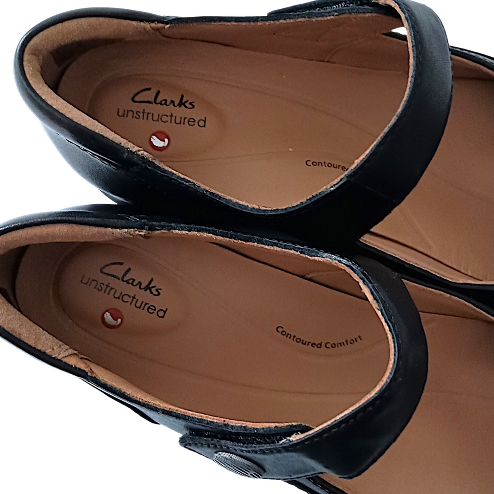 Clarks Appley Walk Mary Jane Shoes Sz 9M Womens Black Leather Comfort Modest - Picture 10 of 16